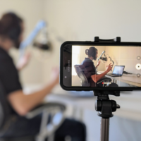 DIY-video-smartphone-on-tripod-filming-podcast